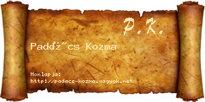 Padács Kozma névjegykártya